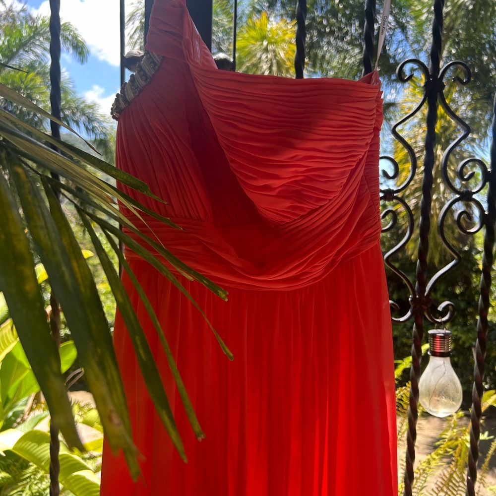 Elegant Red Pleated Dress